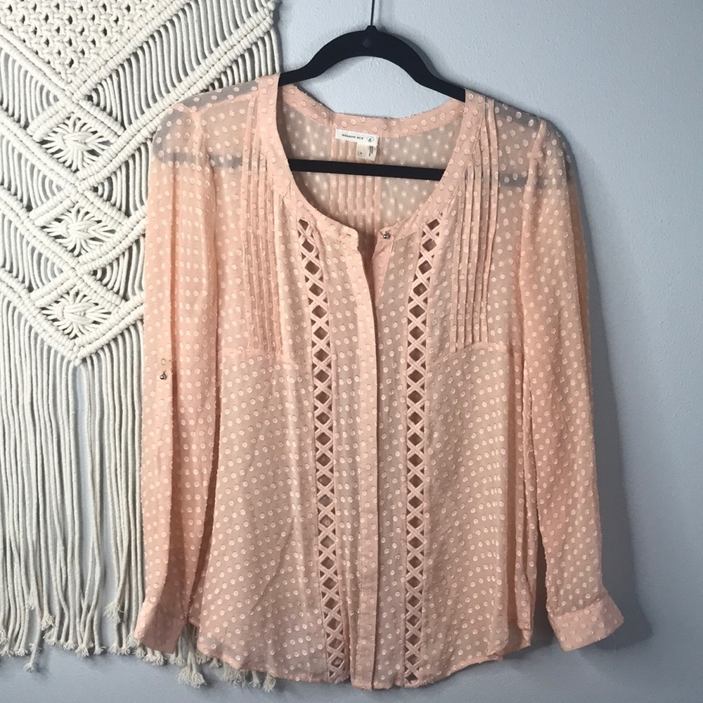 ANTHROPOLOGIE MEADOW RUE Adoria Silk Blouse Small - Picture 3 of 8